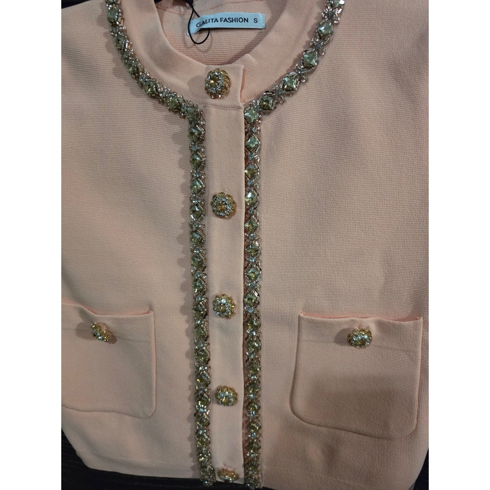 Galita Fashion Pink Rhinestone Trim Cardigan and Skirt Set GTD12101 Small NEW - Picture 2 of 9